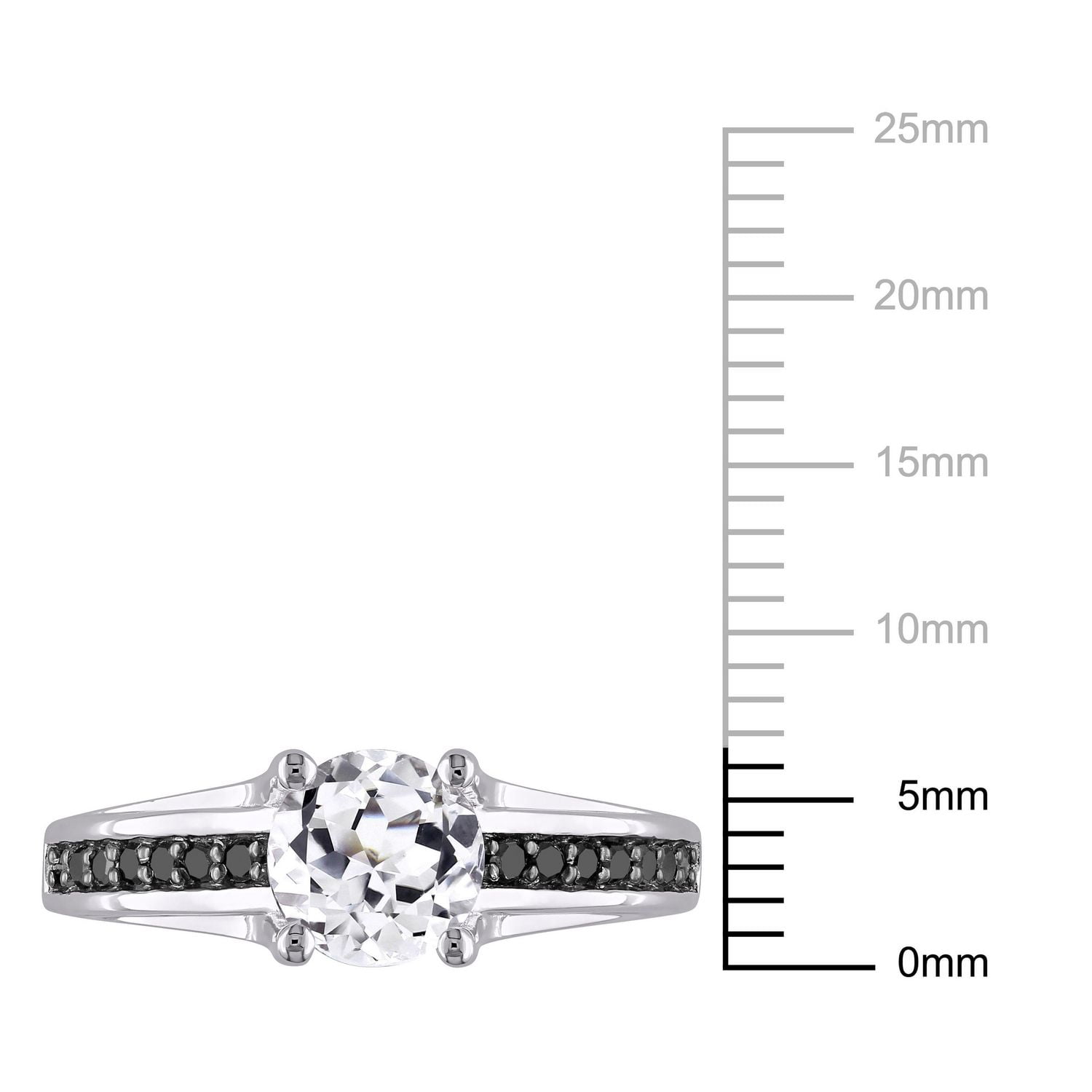 Asteria 1.38 Carat T.G.W. Created White Sapphire and 0.14 Carat T.W. Black Diamond Sterling Silver Ring