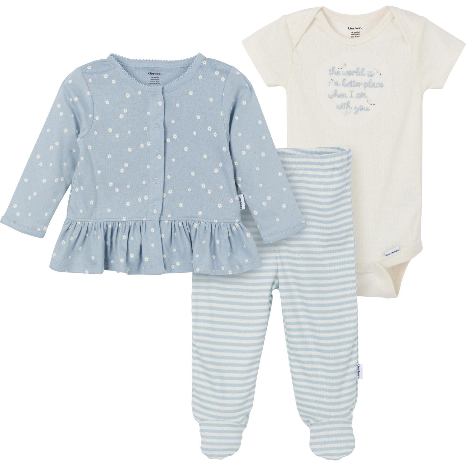 Gerber Childrenswear - Ensemble Onesie + Chemise Pantalon 3 pièces