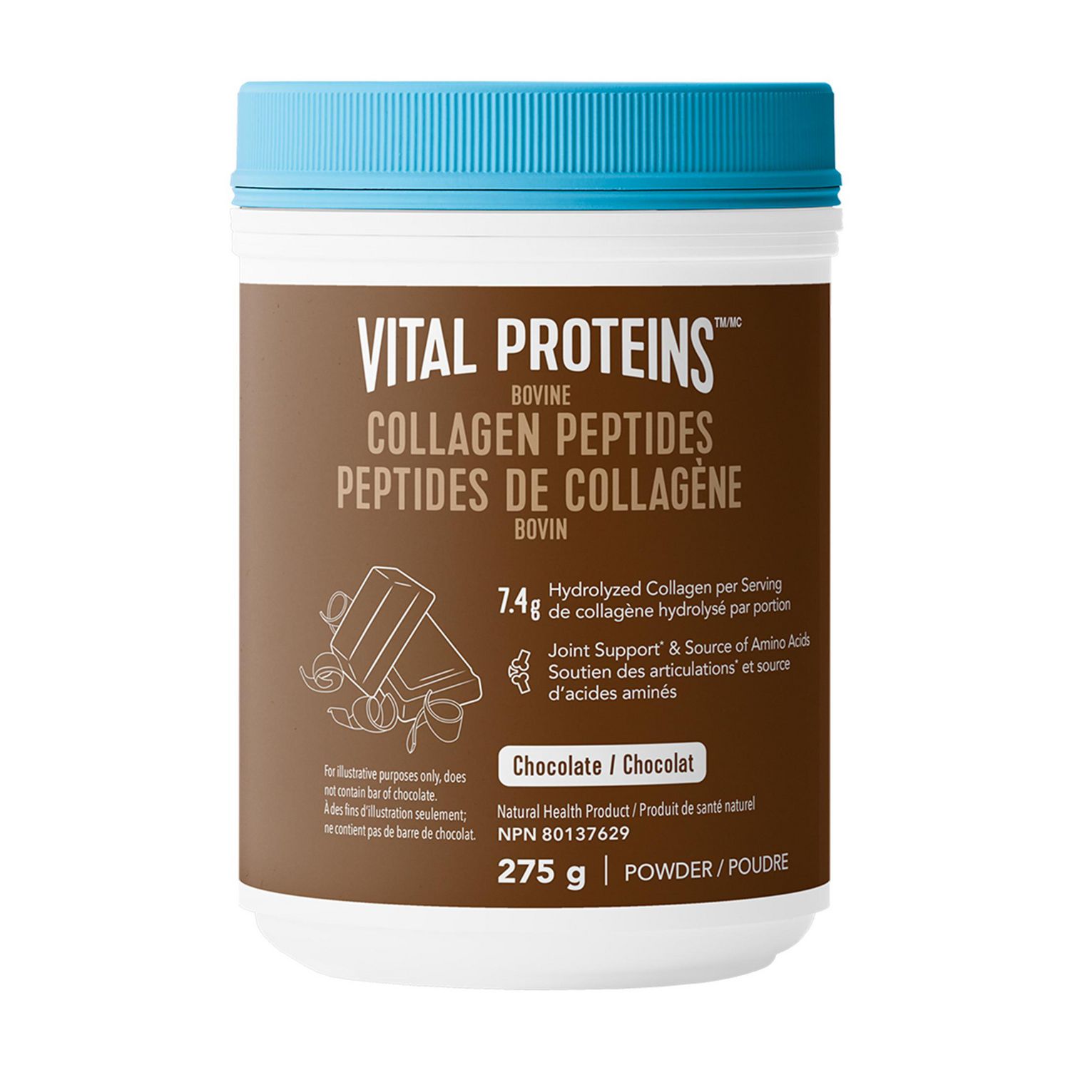 Vital Proteins Chocolate Bovine Collagen Peptides Powder, Helps Form Collagen & Reduce Joint Pain Associated With Osteoarthritis, Source Of Amino Acids, No Added Sugar