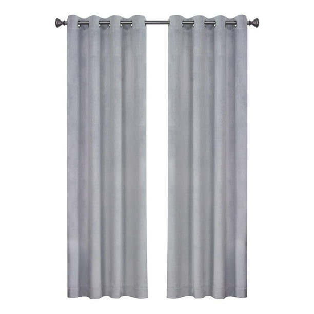 Home Decorators Collection Semi-Opaque Grey Velvet Lined Back Tab Curtain -  50 in. W x 95 in. L 1630938 - The Home Depot