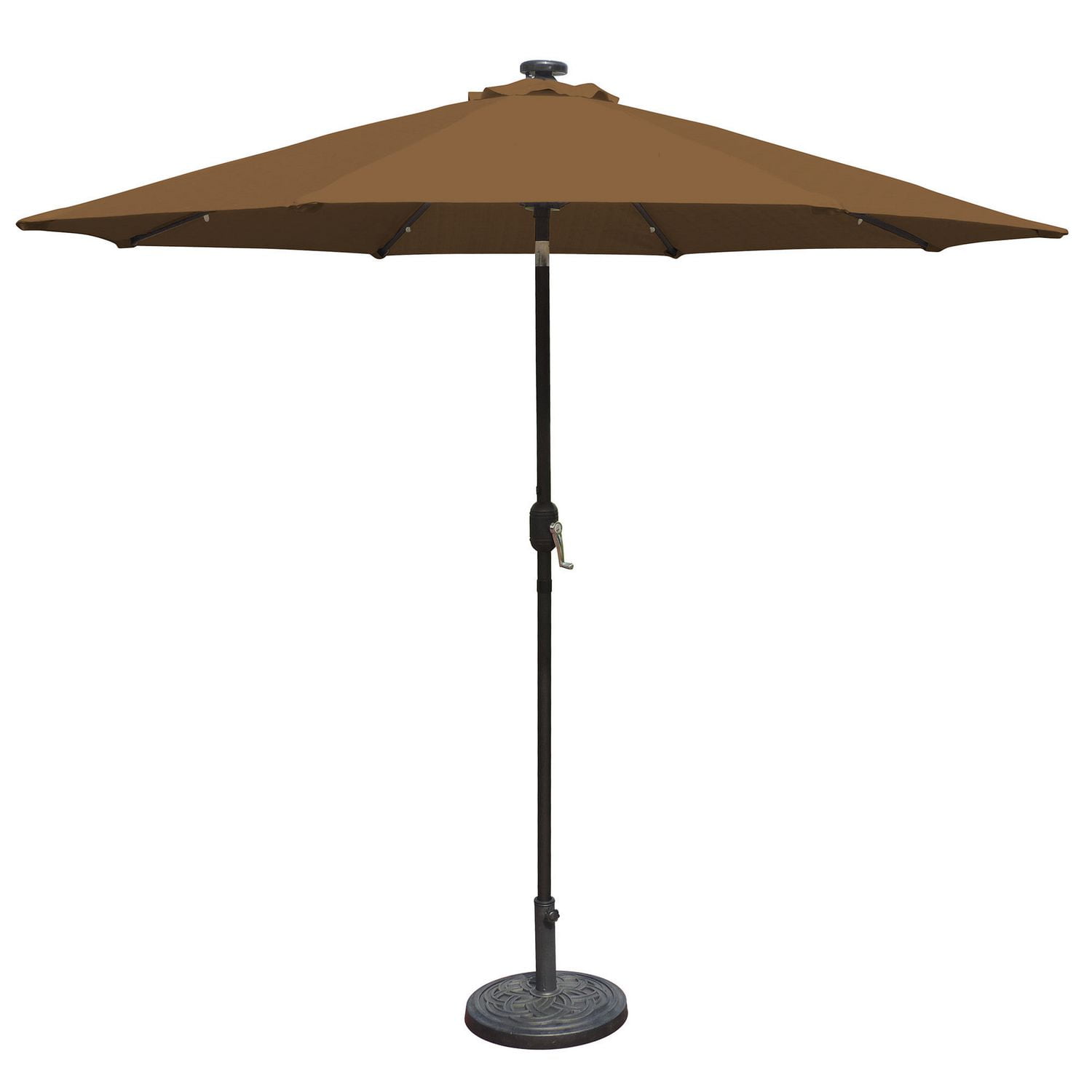 Island Umbrella 9 Ft Solar LED Auto Tilt Stone Olefin Patio Umbrella Walmart Canada
