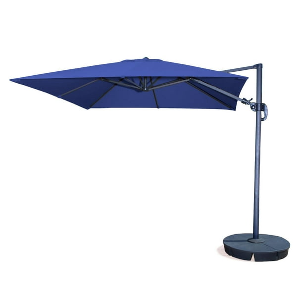 Parasol carré en porte-à-faux de 3,04 x 3,04 m (10 x 10 pi) avec toile acrylique Sunbrella de couleur bleu Santorini II d'Island Umbrella