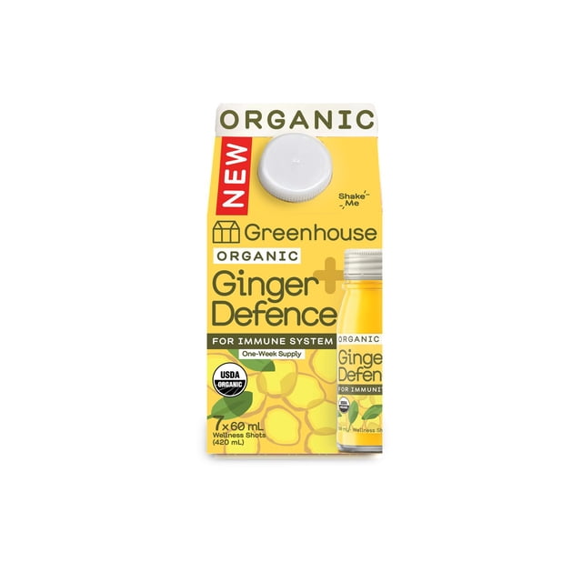 Greenhouse Organic Ginger Defence For Immunity Wellness , 7 x 60 mL