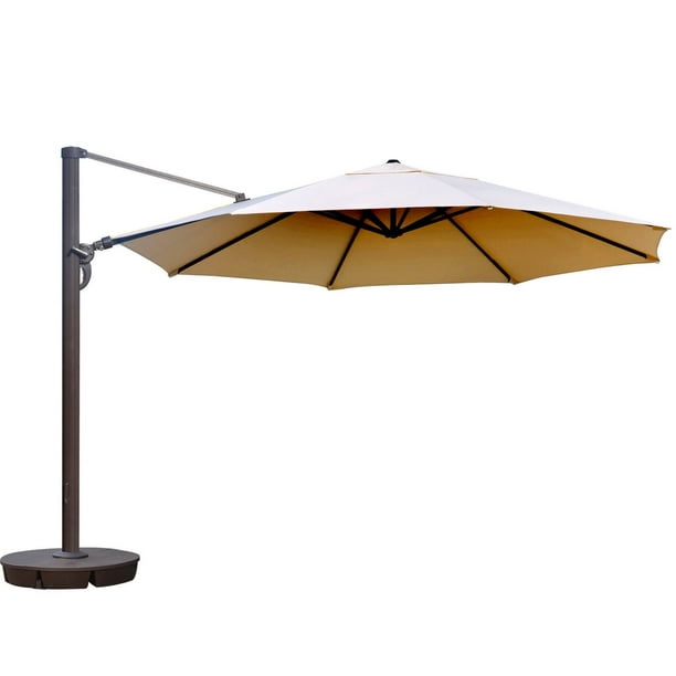 Parasol en porte-à-faux octogonal de 13 pi avec toile acrylique Sunbrella de couleur beige Victoria d'Island Umbrella