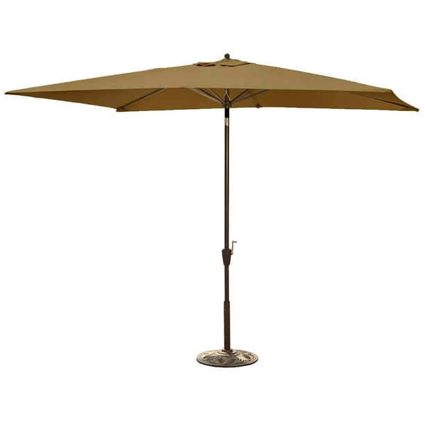 Parasol rectangulaire de style marché de 2 x 3 m (6,5 x 10 pi) avec toile acrylique Sunbrella de couleur pierre Adiratic d'Island Umbrella