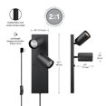 thumbnail image 4 of Globe Electric Davies 2-Light Plug-In or Hardwire Wall Sconce, Matte Black, In-Line On/Off Switch, 51845, 4 of 9