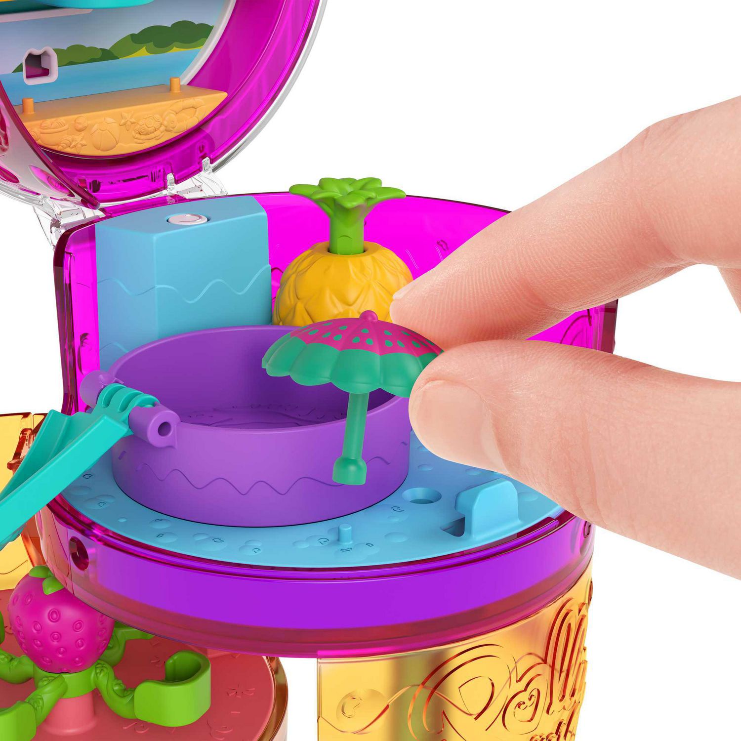 Polly Pocket Spin N Surprise Smoothie Playground Playset Tropical Smoothie Drink 