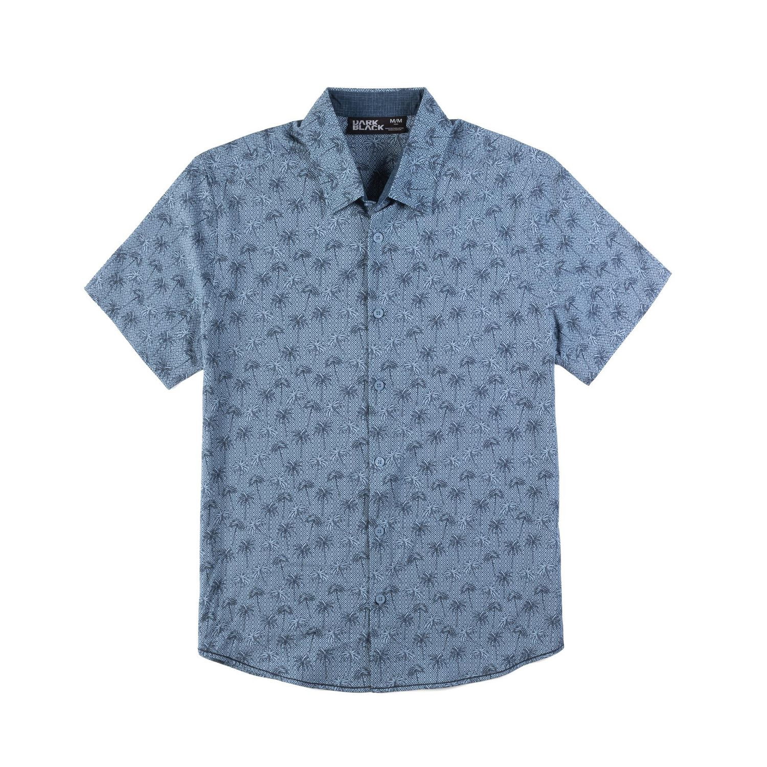 Chemise boutonnée à manches courtes extensible 4 sens pour homme Dark Black