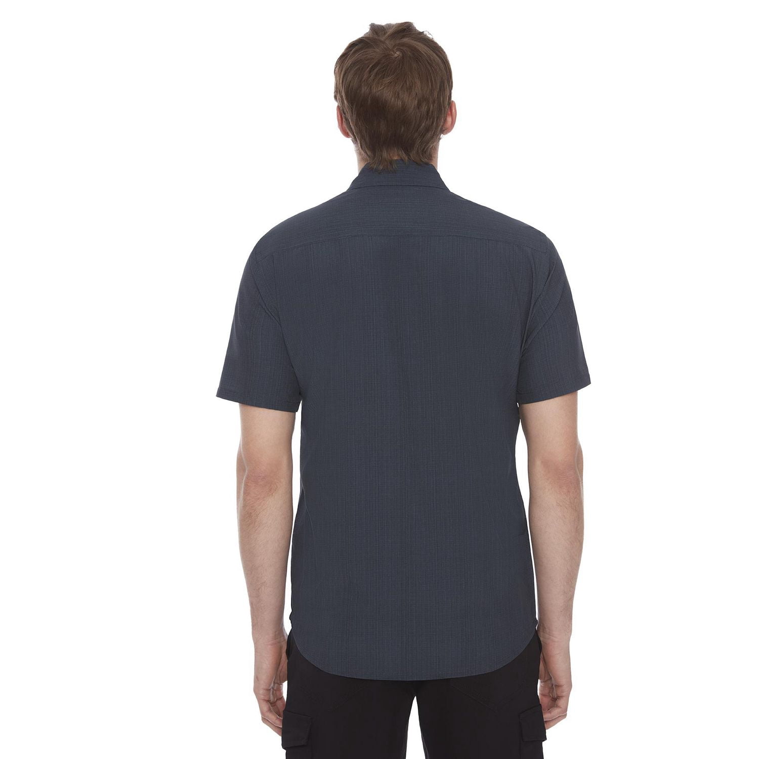 Dark Black Men's 4 Way Stretch s/s button down shirt
