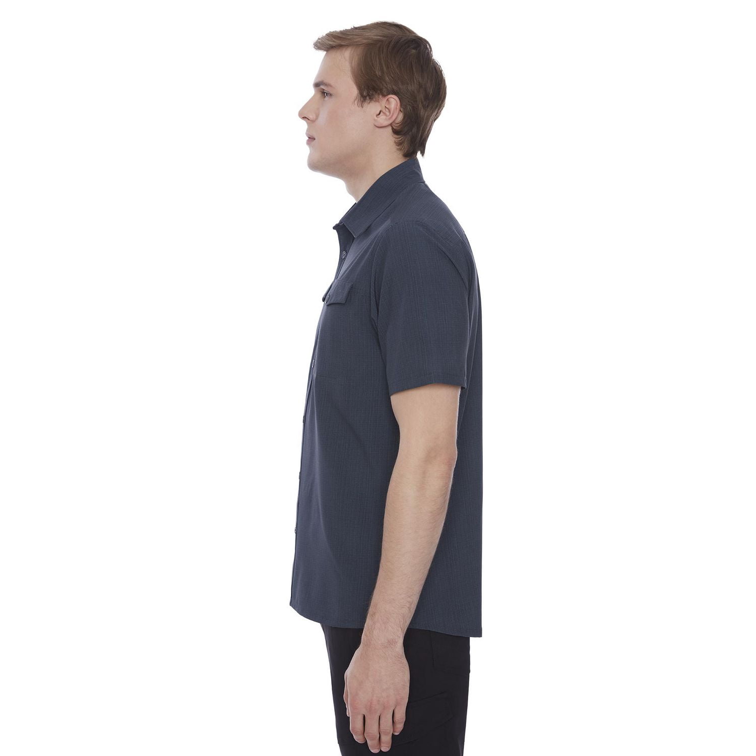 Dark Black Men's 4 Way Stretch s/s button down shirt