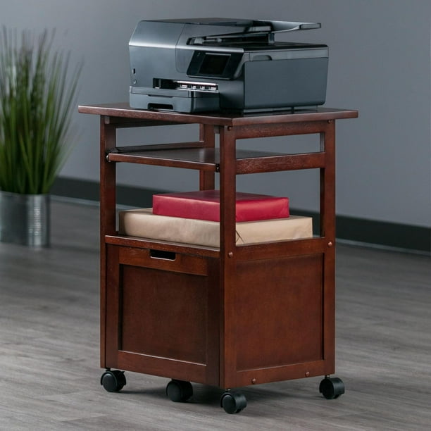 Topbuy Chariot d'imprimante Ã roulettes sous le bureau Ã 2 niveaux avec 2  Ã©tagÃ¨res de rangement Support d'imprimante pour bureau Ã domicile Marron  