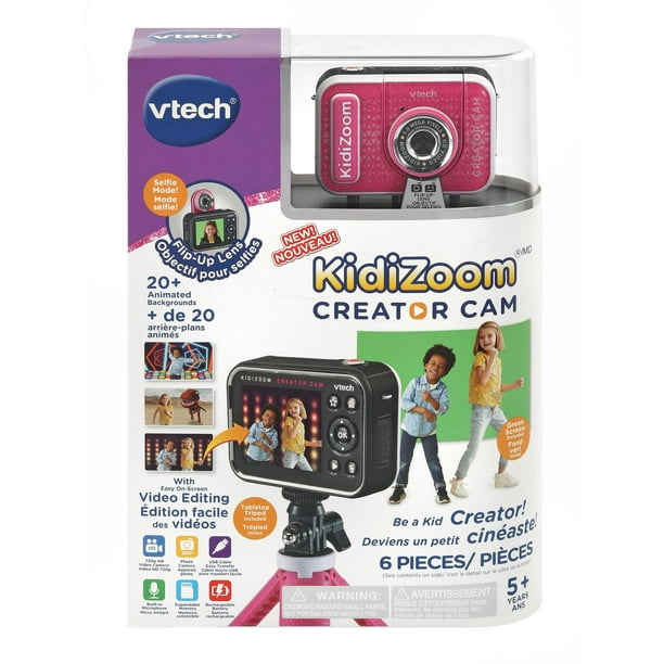 VTech KidiZoom Creator Cam, appareil photo haute définition pour enfants,  écran vert inclus, bâton/trépied à selfie 4+ Ans 