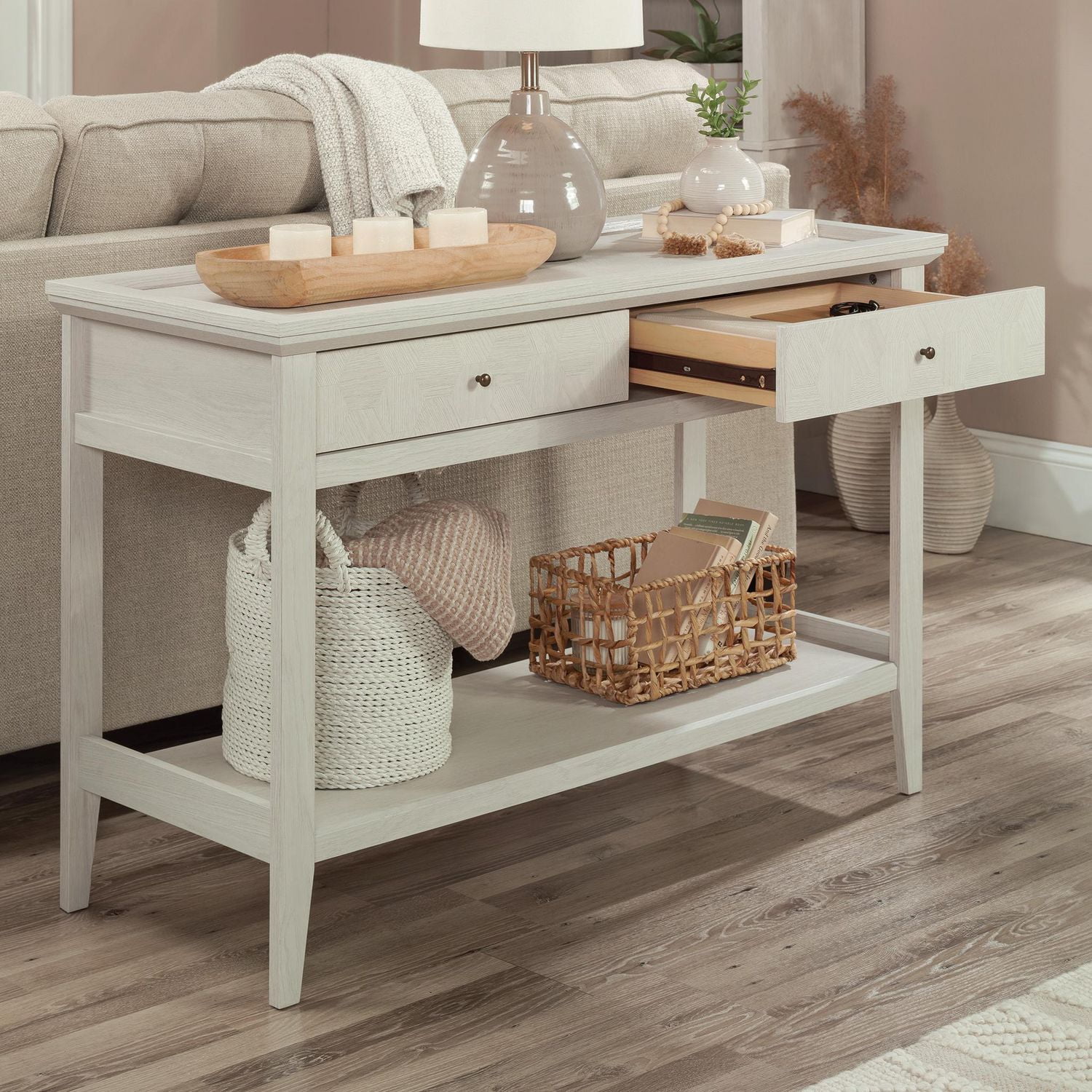 Sauder Larkin Ledge Console Table Glacier Oak 433724 Walmart