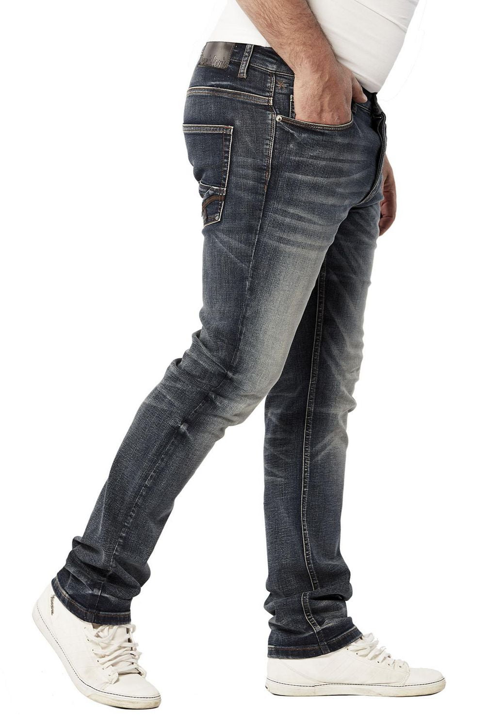 Jeaniologie™ Jean coupe droite 5 poches pour homme Jeaniologie MC | Délavé moyen 28 -38