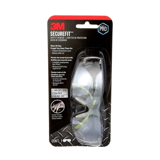 Lunettes de protection SF400M-WV-4-PS SecureFit(MC) 3M(MC) de Série 400, monture noire, accent vert, verres miroir antiégratignures,
