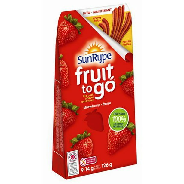 SunRype fruit to go à la fraise, paquet au couvercle rabattable 9 x 14 g, fraise