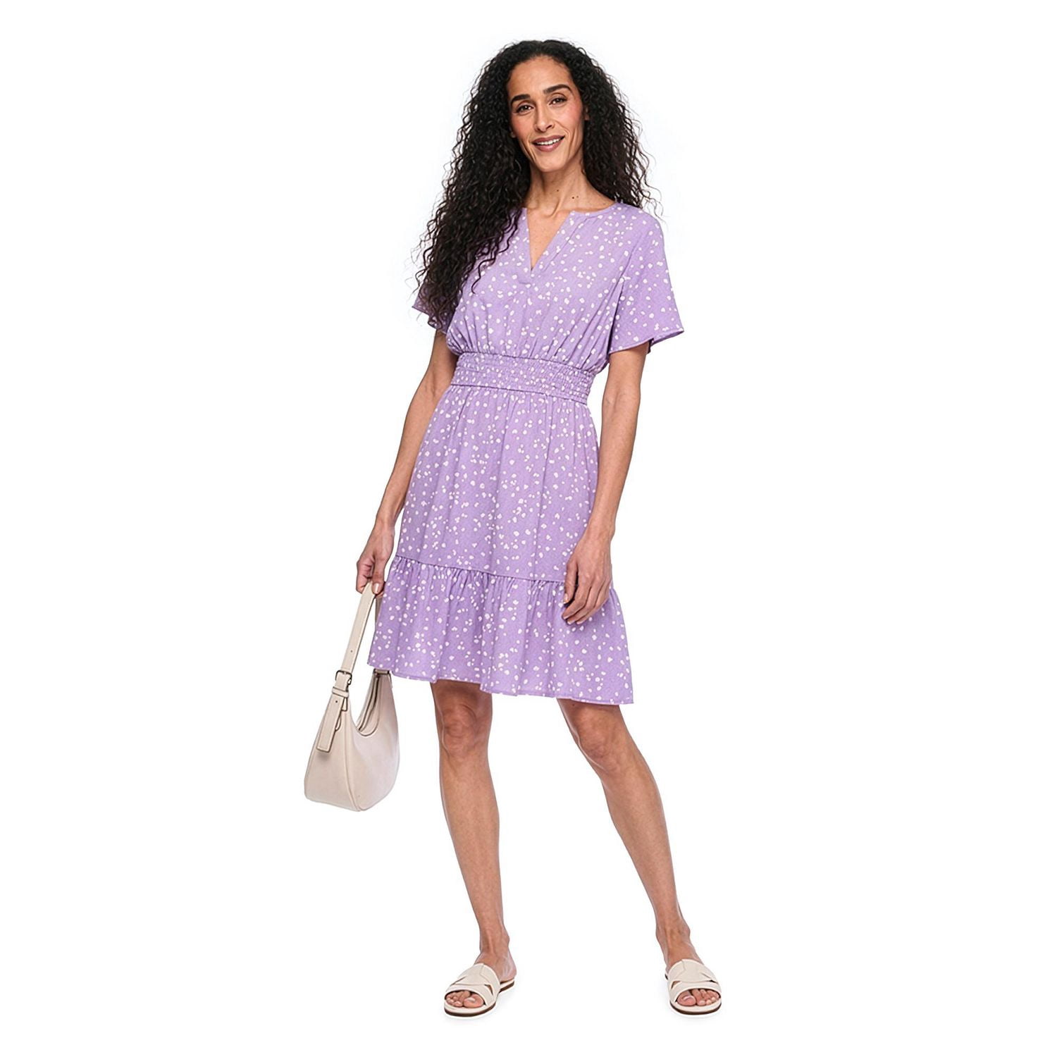 Robe à smocks mi-longue Iyla pour femmes