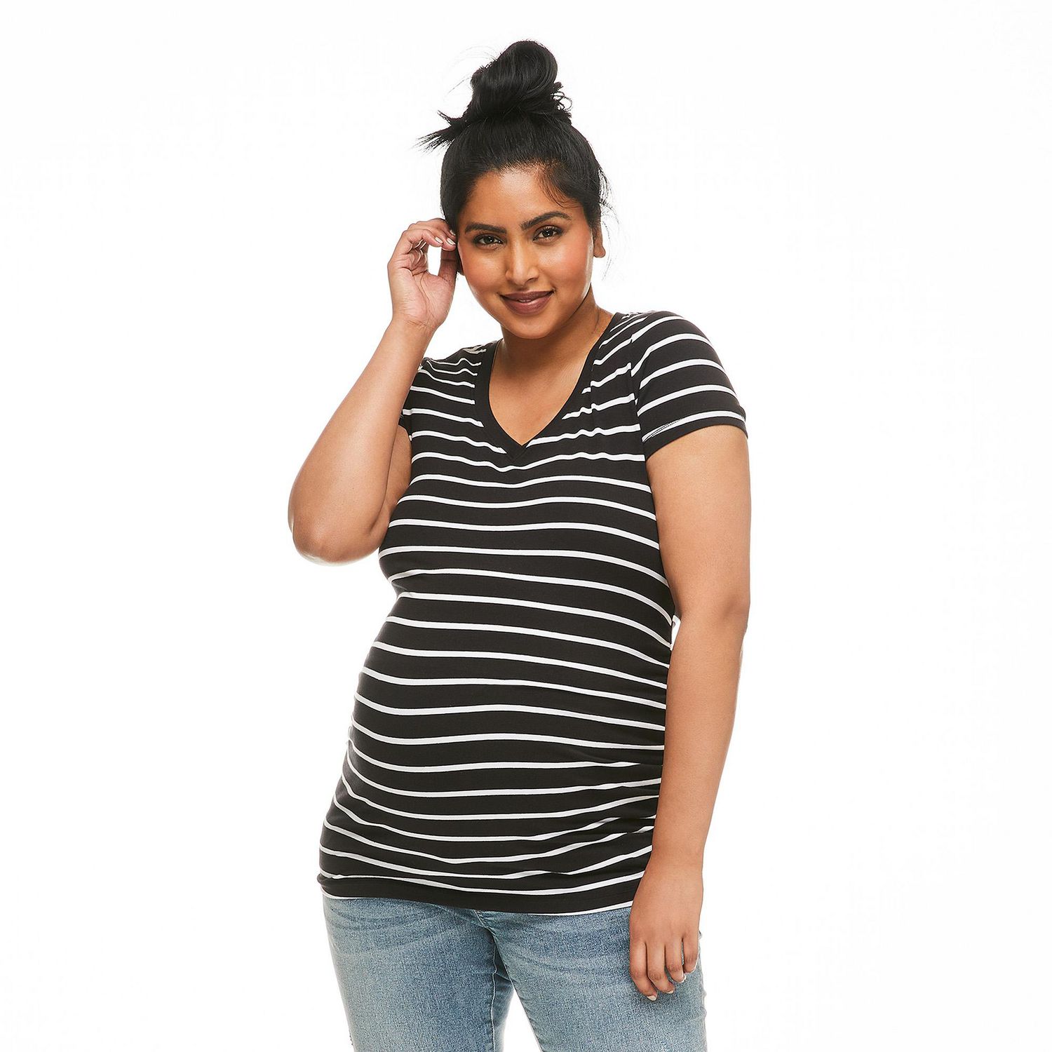 Paisley Sky Maternity Basic V-Neckline Tee