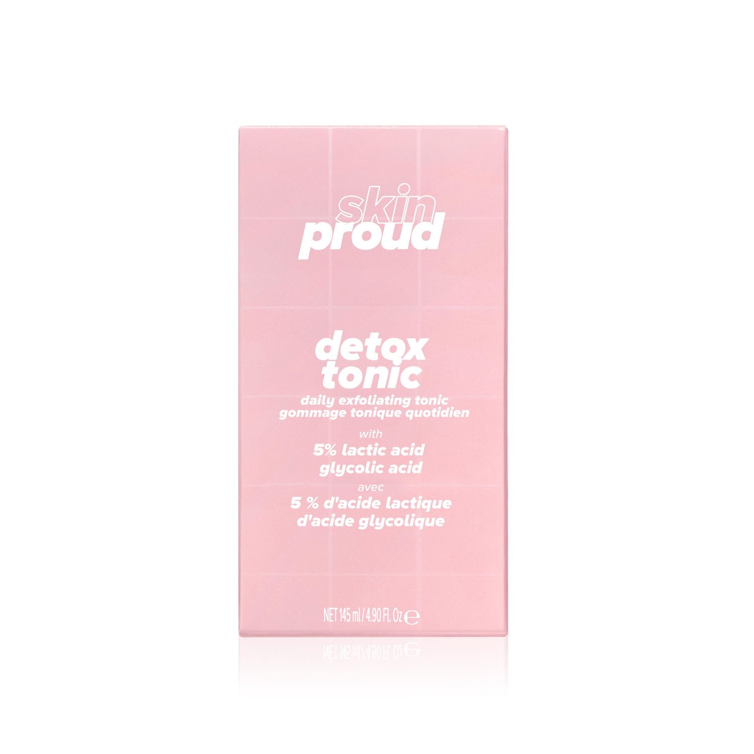 Skin Proud - Detox Tonic - Daily Exfoliating Tonic with 5% lactic acid &  glycolic acid, 100% Vegan (145ml) 