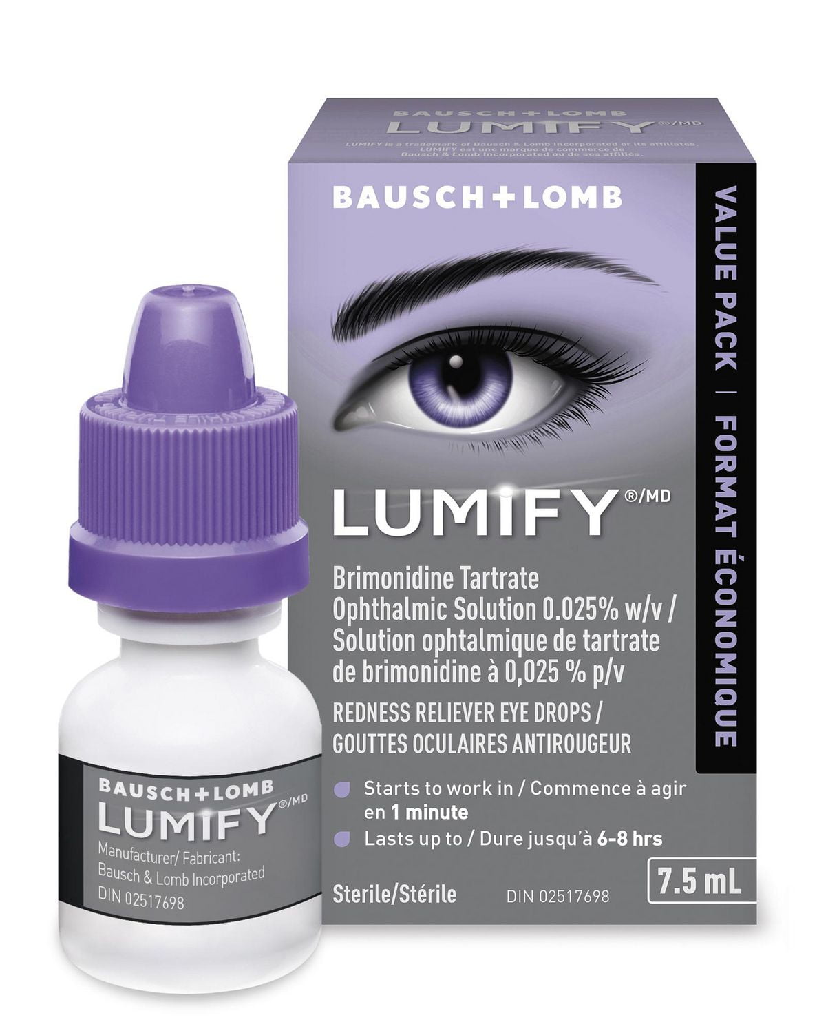 Gouttes oculaires antirougeur de LUMIFY Format Économique 7.5 mL Format Économique