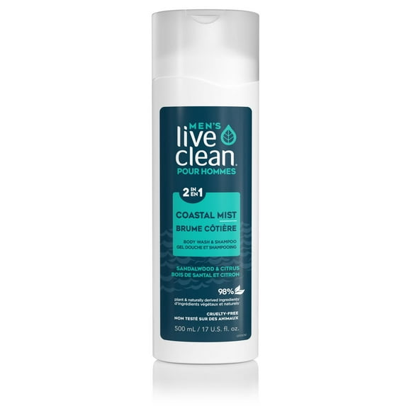 Live Clean Brume Côtière 2-en-1 gel douche et shampooing pour hommes