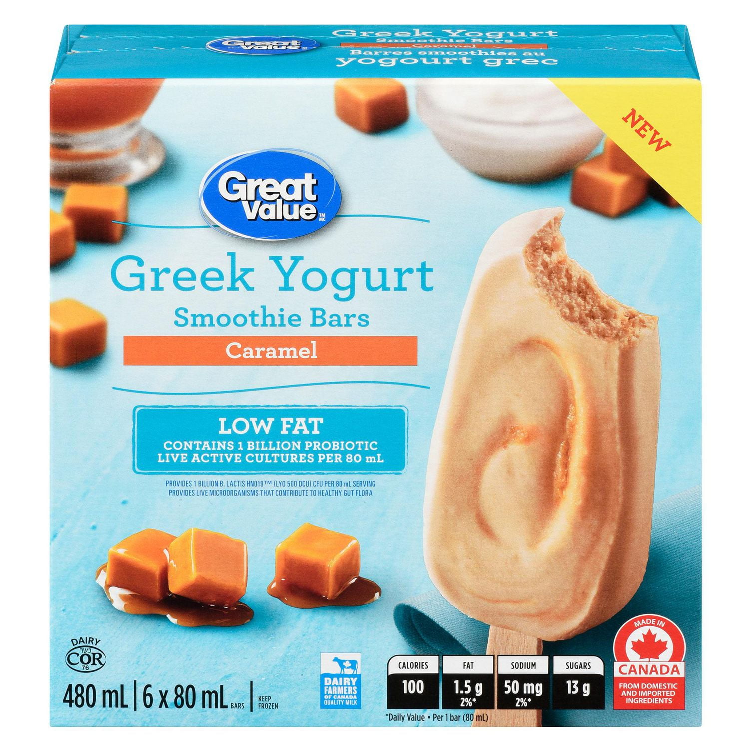 Great Value Caramel Greek Yogurt Smoothie Bars Walmart Canada