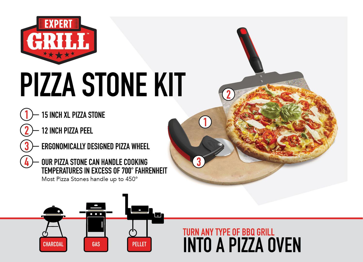 Expert Grill Soft Grip Pizza Kit Expert Grill 3 Piece Soft Grip