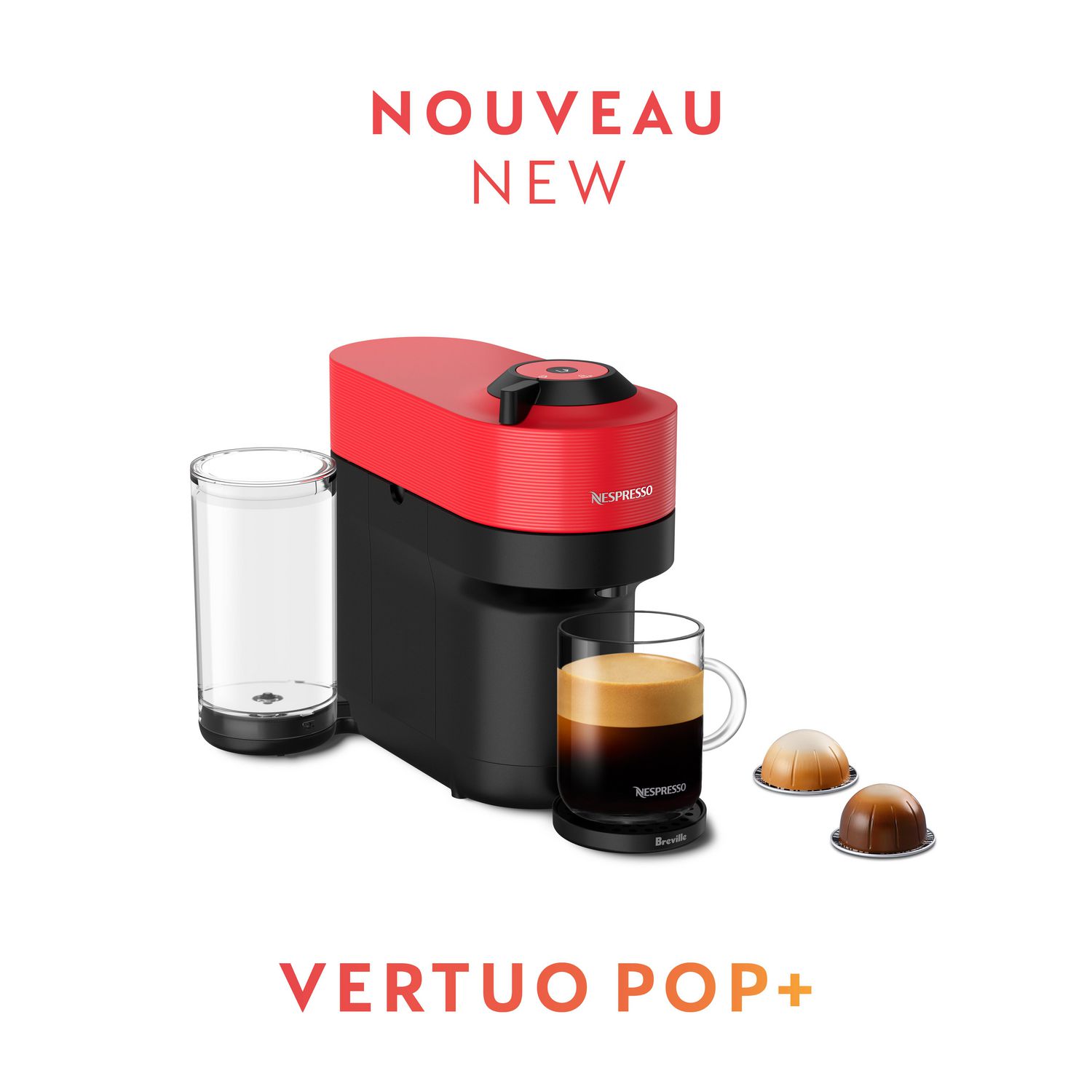 Machine à Café Nespresso Vertuo Pop+ par Breville, Rouge épicé 
