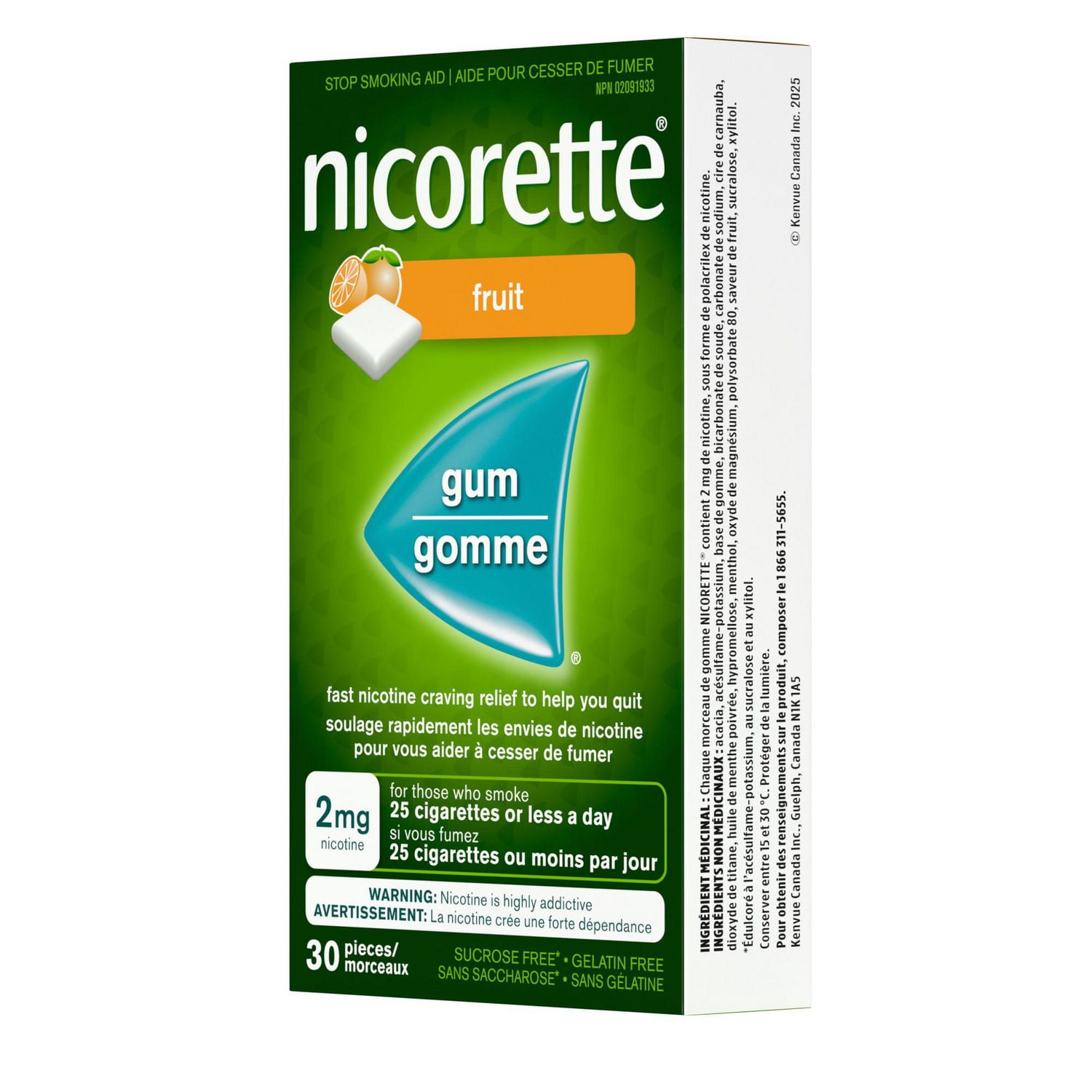 Nicorette Gum, Nicotine 2 mg, Fruit Flavour, Quit Smoking Aid and Smoking Cessation Aid