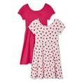 thumbnail image 1 of George Girls' All-Over Print and Solid Skater Dresses 2-Pack, 1 of 2