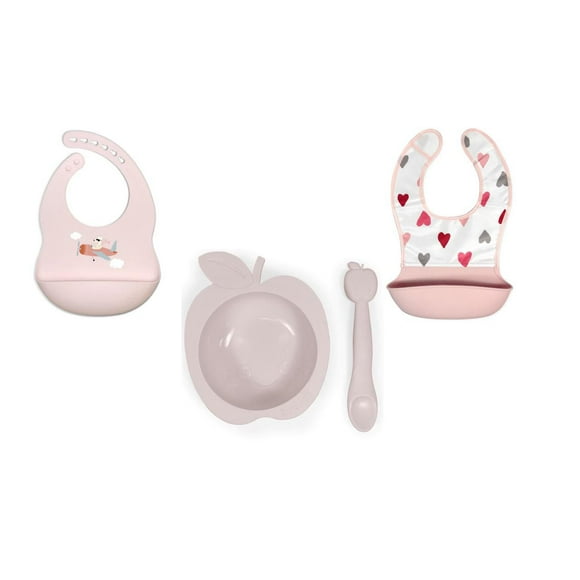 Feed + Bib Set - Pink Ensemble 4 pièces - Rose