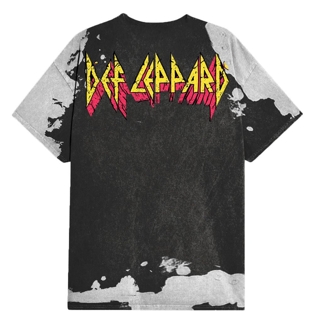 Def Leppard Crumbling Logo Multi Colour Bleach Tee
