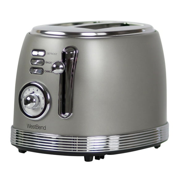 West Bend 2-Slice Stainless Steel Retro-Style Toaster, Grey