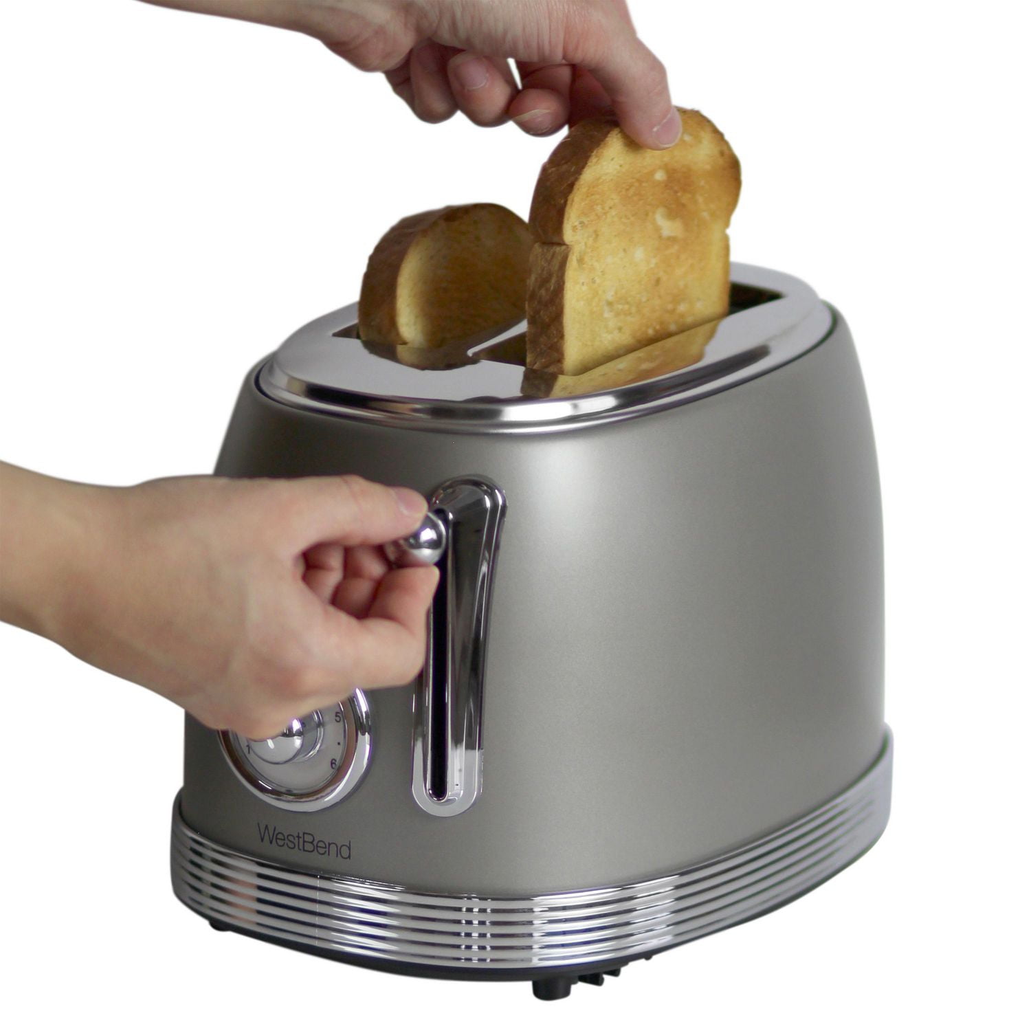 West Bend 2-Slice Stainless Steel Retro-Style Toaster, Grey