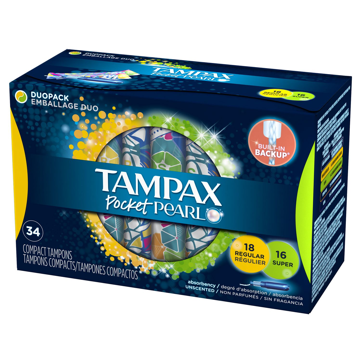 Tampax Pearl Tampons Super Absorbency with BPA-Free Plastic Applicator and  LeakGuard Braid, Unscented, 50 Tampons 