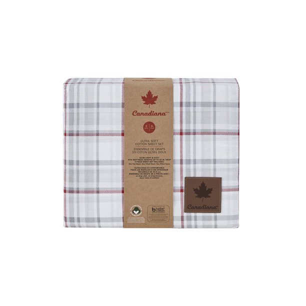 Canadiana 4 Piece Ultra Soft Cotton Sheet Set, D, Q, K Walmart.ca