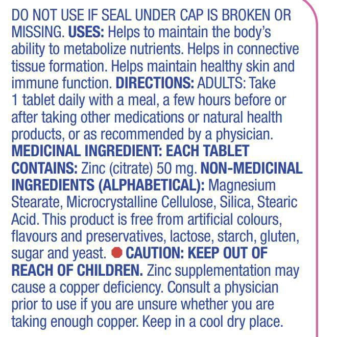 Equate Zinc Citrate 50mg, 200 Tablets