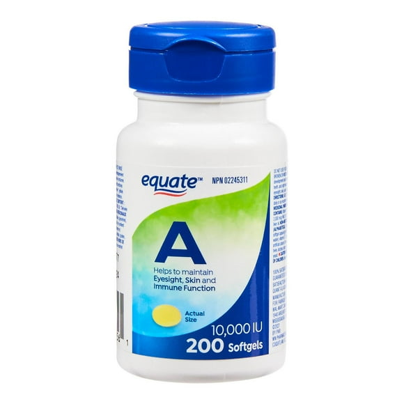 Equate Vitamin A 10,000IU, 200 Softgels