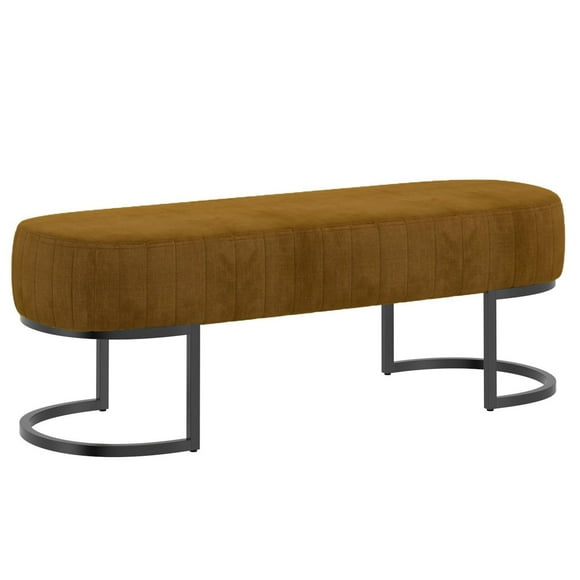 Contemporary Velvet Bench in Mustard
