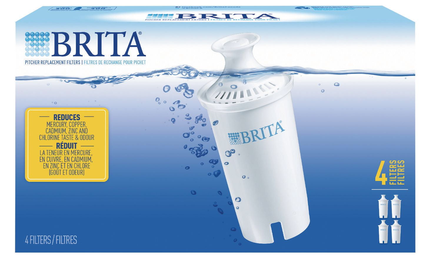 Brita Water Filter Pitcher Advanced Replacement Filters, 4 Count ...