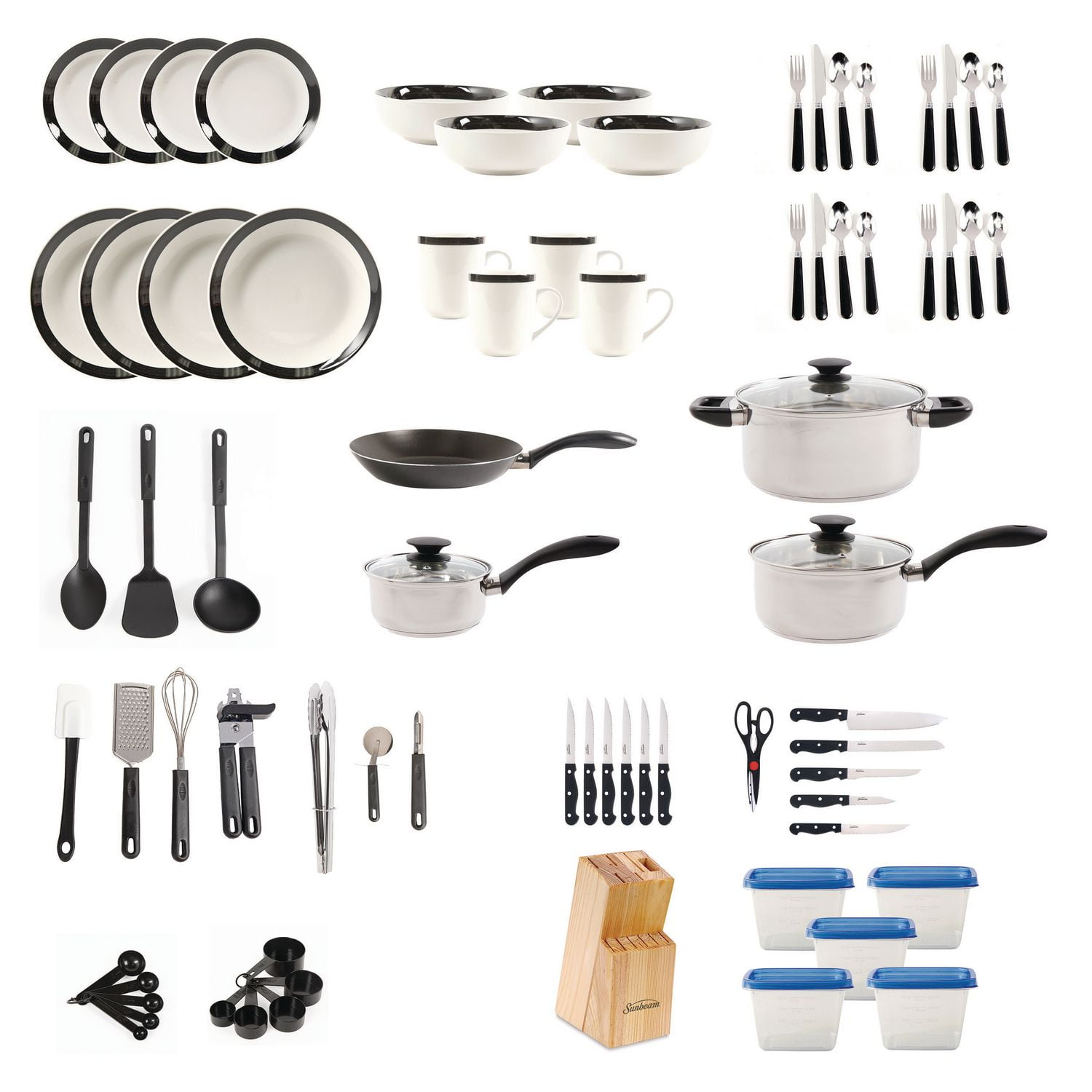 Kitchen combo set home essential total sale cookware dinnerware pots and pans 83 pcs