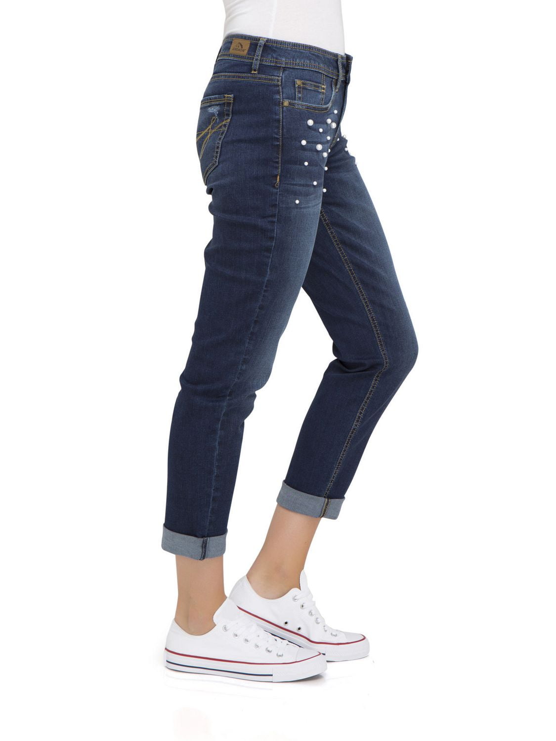 Jordache Women's Boyfriend Jean with Pearls