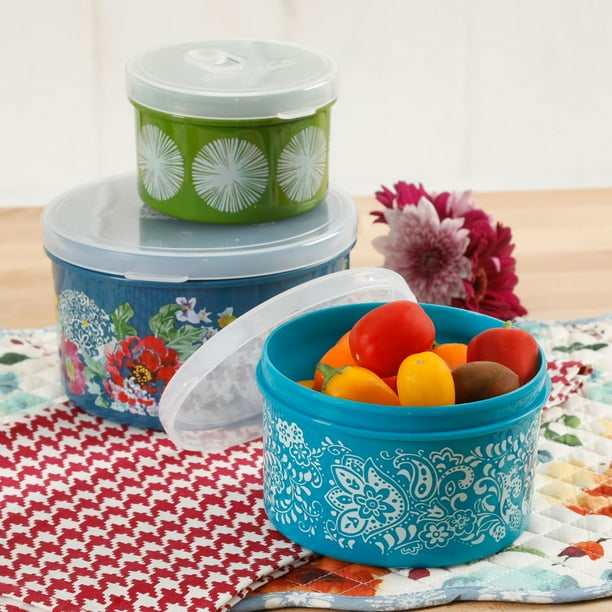 The Pioneer Woman Round Food Storage with Vent Container Set, Set