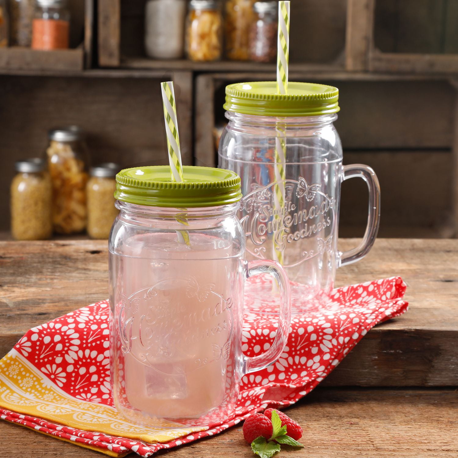THE PIONEER WOMAN SHG LIME 32OZ DOUBLEWALL MASON JAR WITH LID AND