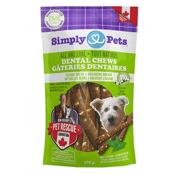 Gâteries dentaires de Simply Pets pour petits chiens et chiens moyens