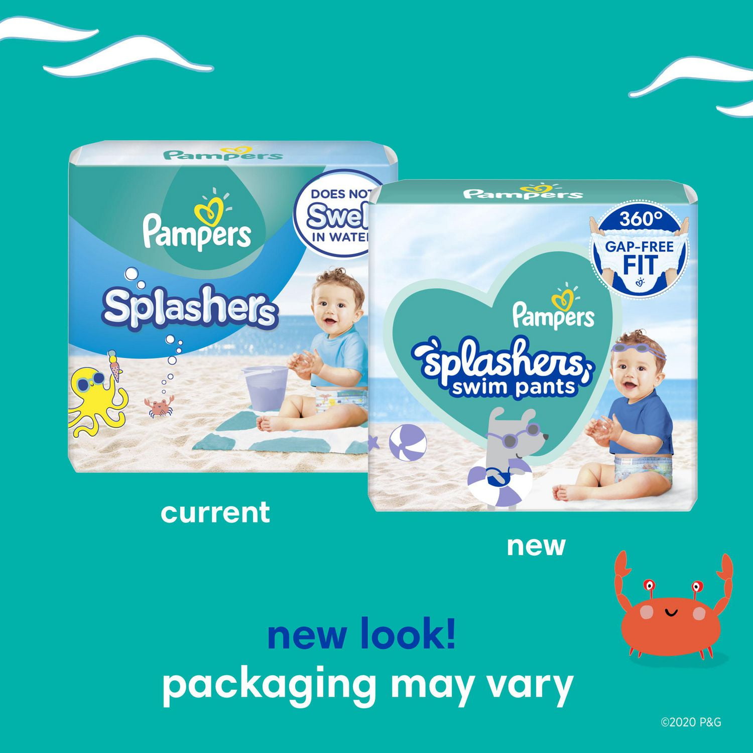 Pampers Splashers Swim Diapers, S, M, L – 17-20 Count