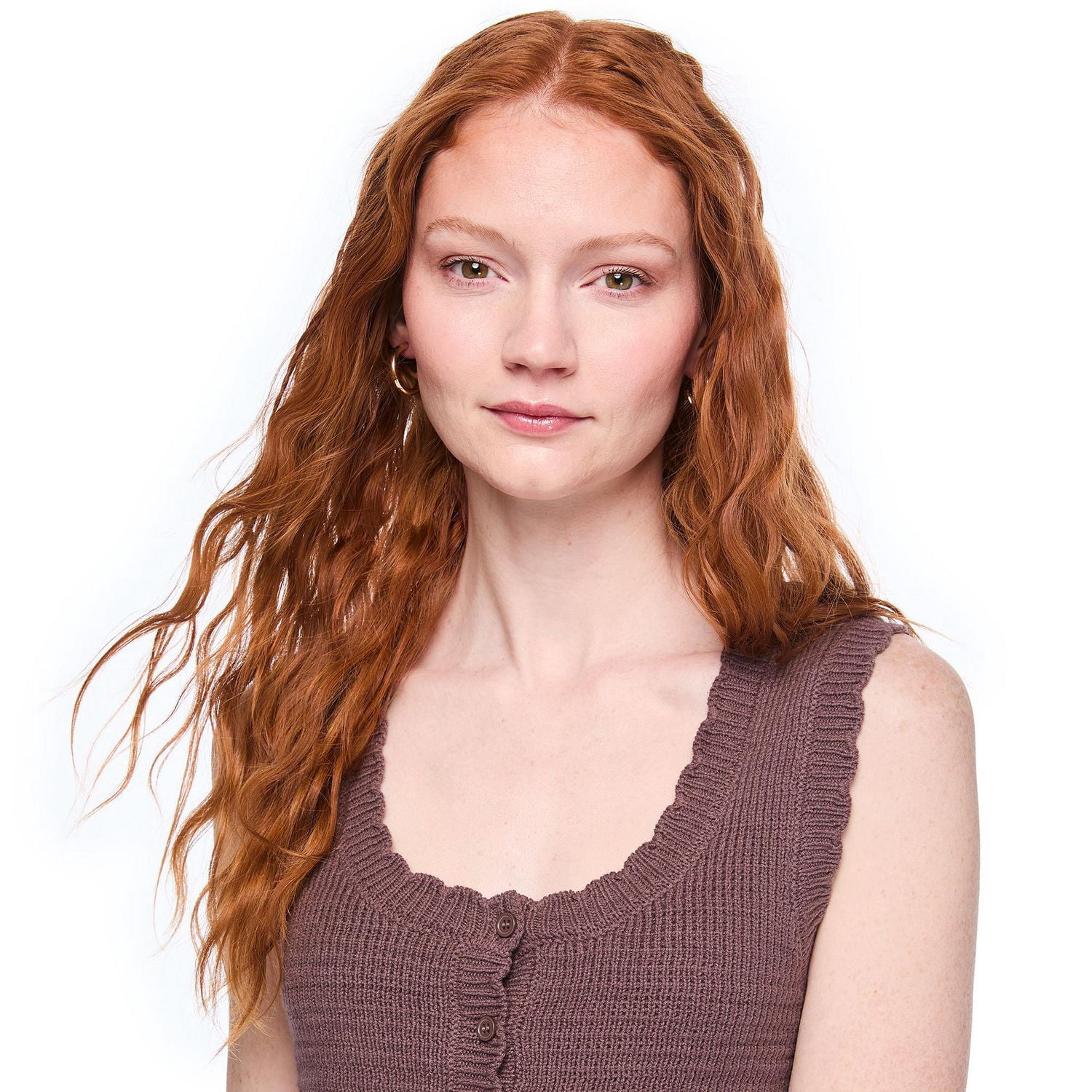Wild Skye Women's Scalloped Button-Front Tank Top