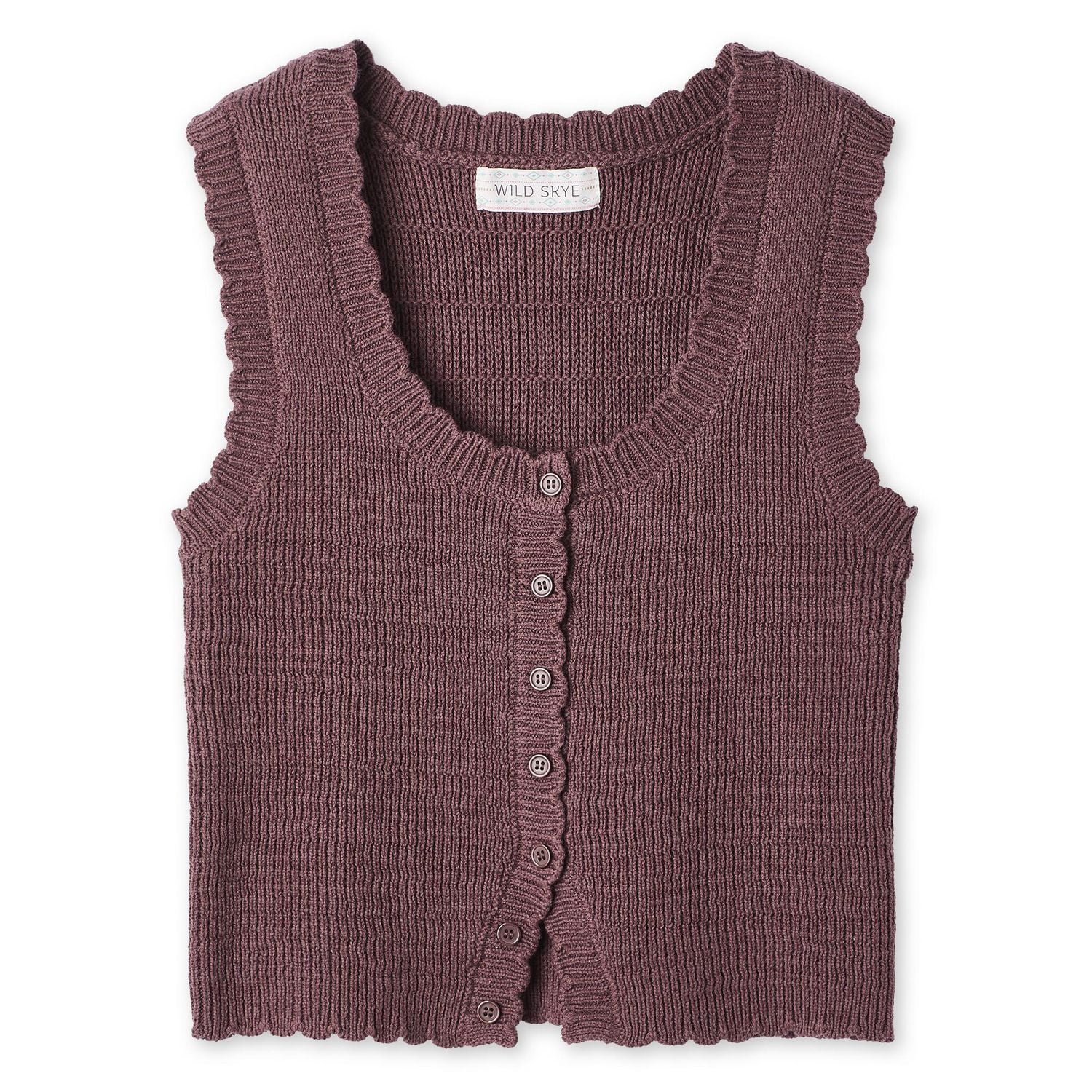 Wild Skye Women's Scalloped Button-Front Tank Top
