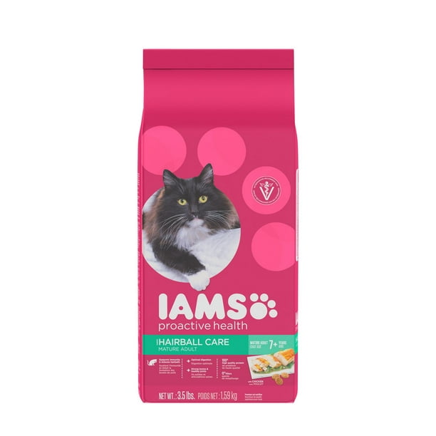 Nourriture sèche de qualité supérieure pour chats âgés Hairball Care avec poulet ProActive health d'IAMS(MD)