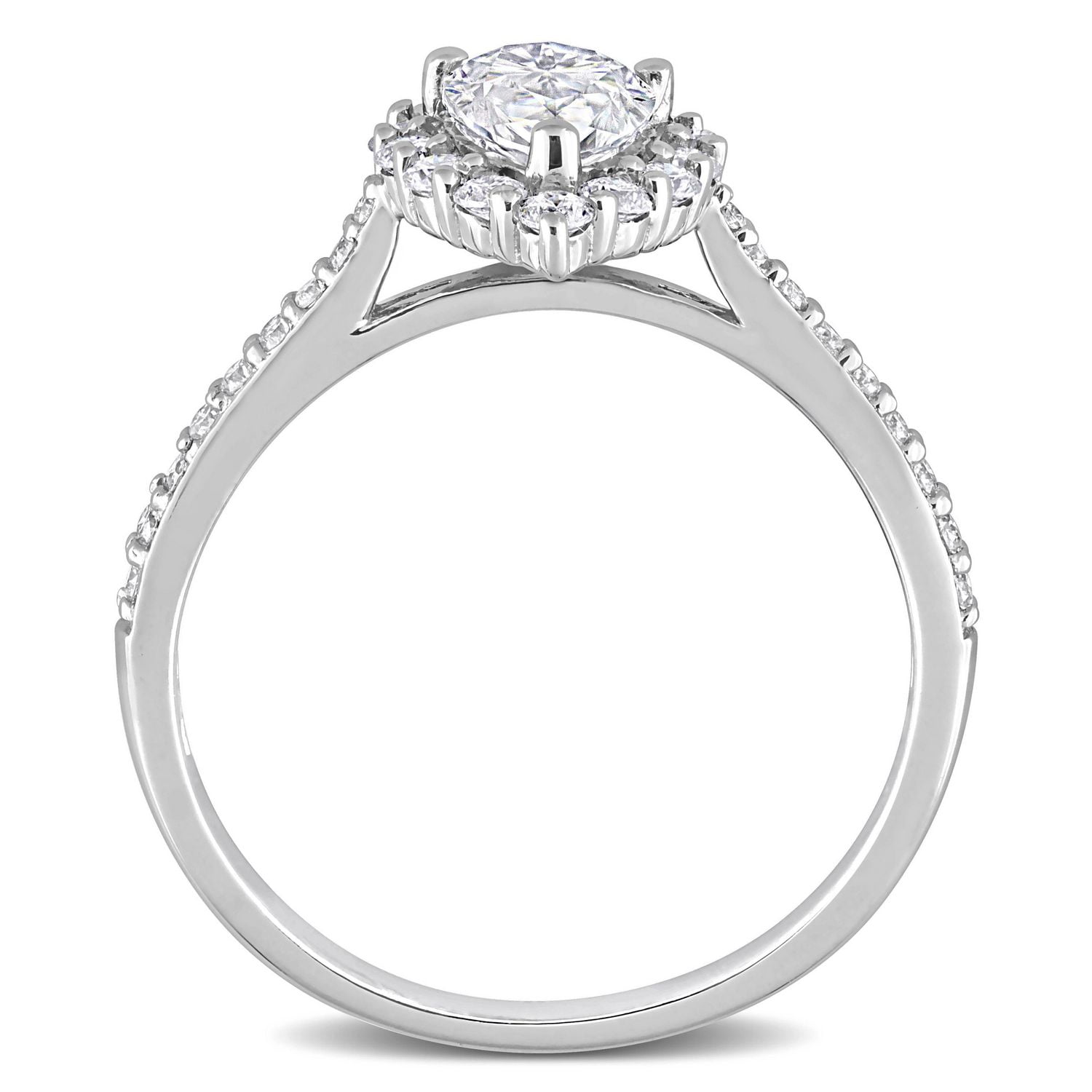 Miabella 1-3/8 Carat T.G.W. Created Moissanite Sterling Silver Teardrop Halo Engagement Ring